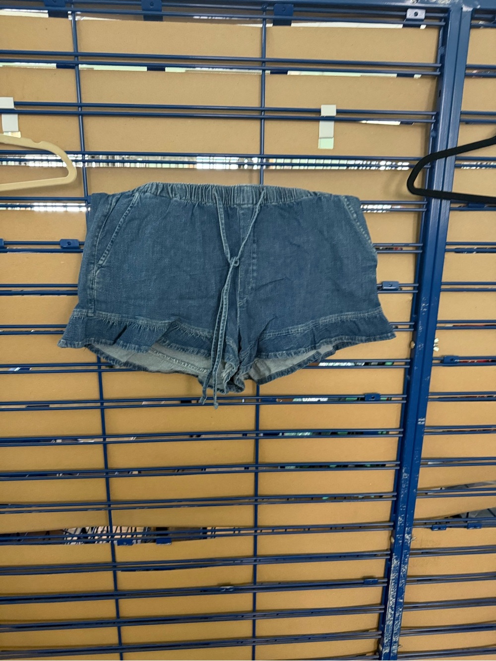 American Eagle Outfitters Blue Denim Ruffle Hem Shorts